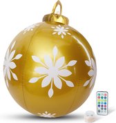 Family Christmas - Kerstverlichting - Buiten - Batterijen - Opblaasbare Reuze Kerstbal - 60 cm - Goud/Wit - RGB kleuren - Afstandsbediening