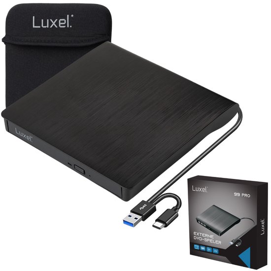 Luxel - Externe DVD en CD speler voor Laptop - Draagbare DVD CD Brander - 99Pro - Zwart