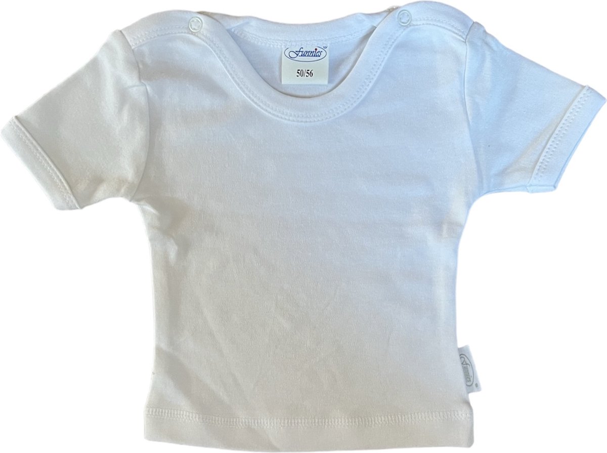 Wit T-shirtje voor baby´s - Maat 50/56 - Newborn baby shirtje - Korte mouwen