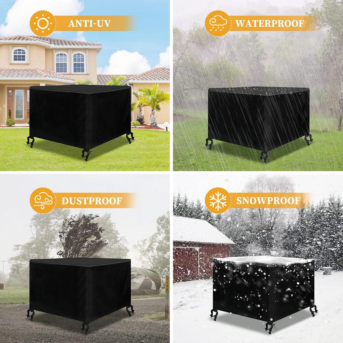 Waterdichte Tuinmeubelhoezen Van 170 X 130 Cm, Rotan Meubelhoezen Waterdicht 420d Oxford Stof Tuinhoes Voor Meubelkubus Vierkant Met Winddichte Gespen Anti Uv 50 Cm 1876248069