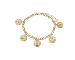 The Jewellery Club - Multi coin bracelet gold - Armband - Dames armband - Munten armband - Stainless steel - Goudkleurig - 17 cm The Jewellery Club - Multi coin bracelet gold - Armband - Dames armband - Munten armband - Stainless steel - Goudkleurig - 17 cm