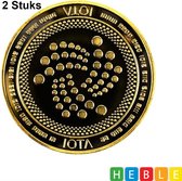2x Iota Cryptomunt Souvenir: Coin, Munten, Verzamelaars-Munt, RVS, Goudkleurig