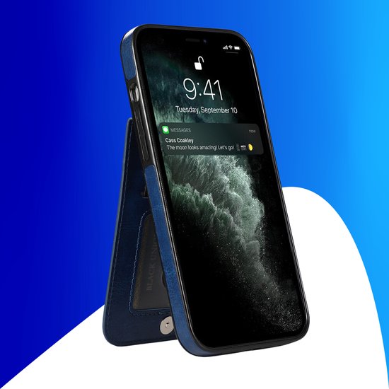 Coque iPhone 15 Plus - Coque arrière - Porte carte - Portefeuille - Simili cuir - Bleu foncé