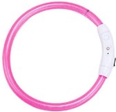 Roze LED Halsband voor honden - Medium size - Roze verlichte halsband - 50 cm - Graag nauwkeurig de maat opmeten! Lichtgevende Halsband Hond - Oplaadbaar via USB - adjustable - verstelbaar - verstelbare halsband USB oplaadbaar