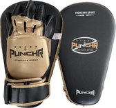 PunchR™ Long Curved Pro Style Focus Pads Mitts Zwart Goud