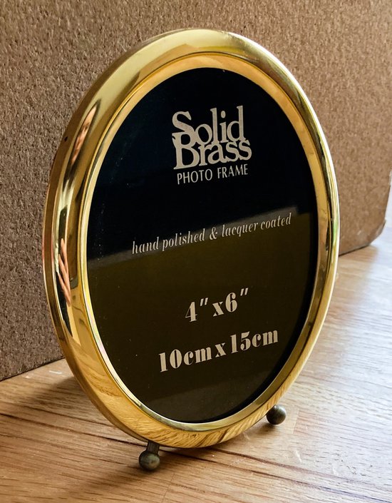 Fotokader - Solid Brass Photo Frame - Ovaal Goud met 2 voetjes - 10 x 15cm
