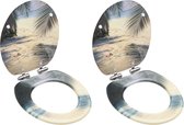 The Living Store Toiletbril - Strandontwerp - MDF - Chroom-zinklegering - 42.5 x 35.8 cm - Soft-close - Verstelbare scharnieren - 2 stuks