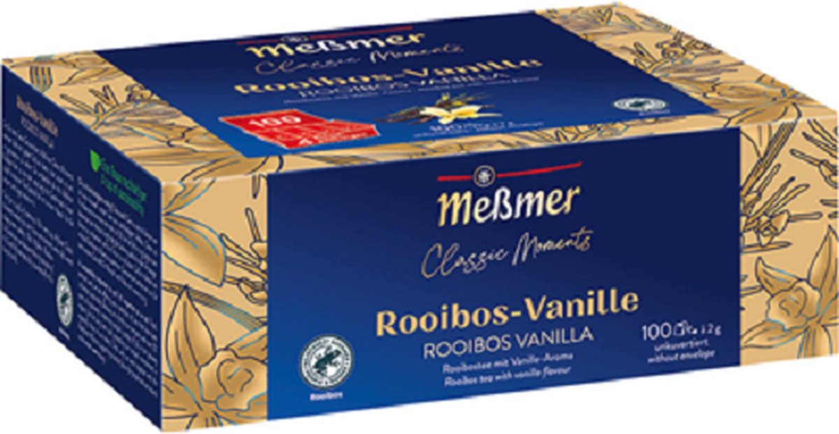 MEßMER Gastro Rooibos-Vanille 100 theezakjes - 200 g vouwdoos | bol.com