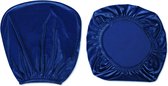 Stretch spandex-stoelhoezen van fluweel, 37-50 cm, bureau-draaistoelhoezen voor thuis, eetkamer, bar, bruiloft, feest, decoratie, stoelhoes + rugleuning (marineblauw)