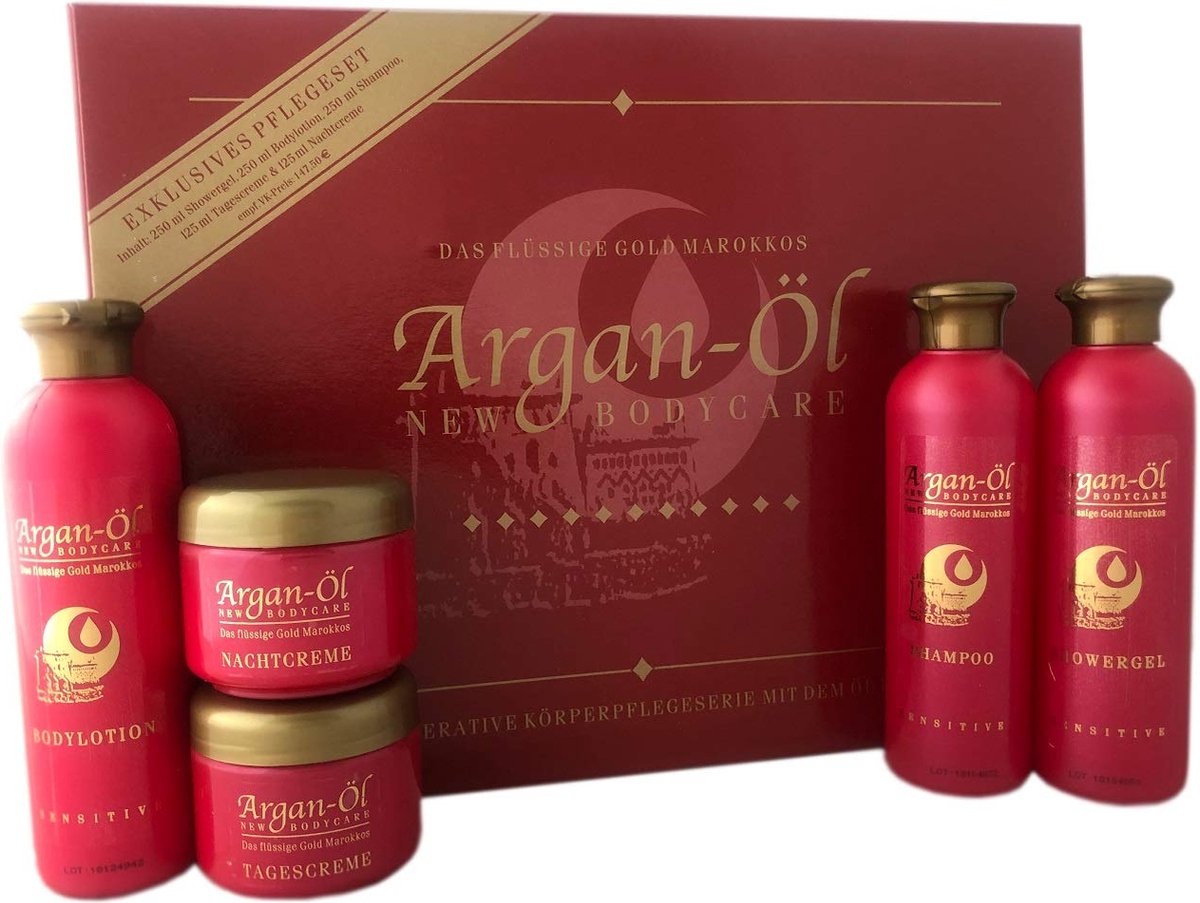 Bio Vital 5 Delige Argan Olie Verzorgingsset - Geschenkdoos - Shampoo Bodylotion Crème Douchegel Verzorgingsproducten