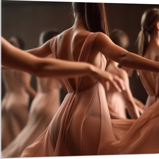 Acrylglas - Elegante Vrouwen in Jurken aan het Dansen - 80x80 cm Foto op Acrylglas (Wanddecoratie op Acrylaat)