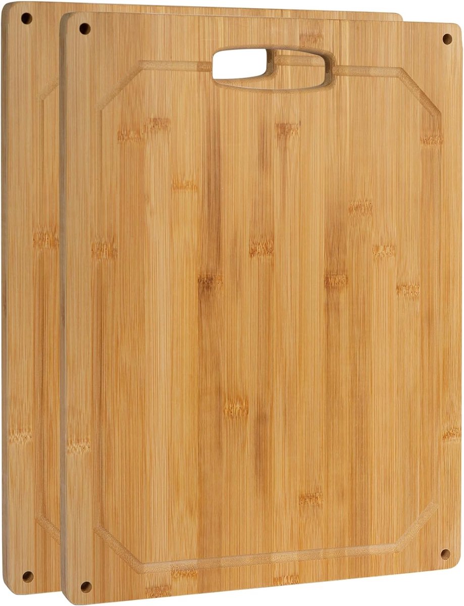 2 snijplanken van bamboe, 40 x 30 cm, antislip hoeken van siliconen/aperitief, servies