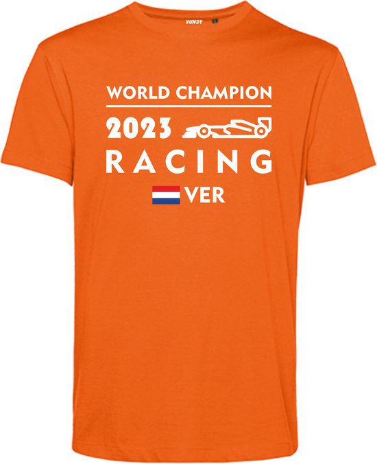 T-shirt kind World Champion Racing 2023 | Formule 1 fan | Max Verstappen / Red Bull racing supporter | Wereldkampioen | Oranje | maat 104