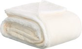 Plaid Deken Felien - 130x170cm - Ecru gebroken wit - 100% Polar Fleece