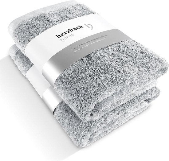 handdoek, badhanddoek, set van 2 stuks, premium kwaliteit, 100% Egyptisch katoen, 70 x 140 cm, 600g/m²., zilvergrijs, 70x140 cm