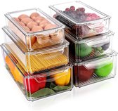 Ribech Frischhaltedosen mit Deckel Sieb tragbar, 4 Set Kunststoff Kühlschrank Organizer Obst Gemüse Salat Aufbewahrung, Frischhalteboxen mit Abtropfgitter