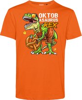 T-shirt Oktobasaurus | Oktoberfest dames heren | Lederhosen man | Foute party | Oranje | maat XL