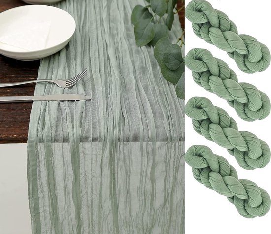 4 pièces 90 x 400 cm chemin de table en étamine vert sauge chemin de table  long en