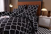 Parure de lit Zwart 220 x 240 cm noir blanc motif esthétique dekbedovertrek parure de lit double microfibre moderne dekbedovertrek + 2 taies d'oreiller 80 x 80 cm avec fermeture éclair