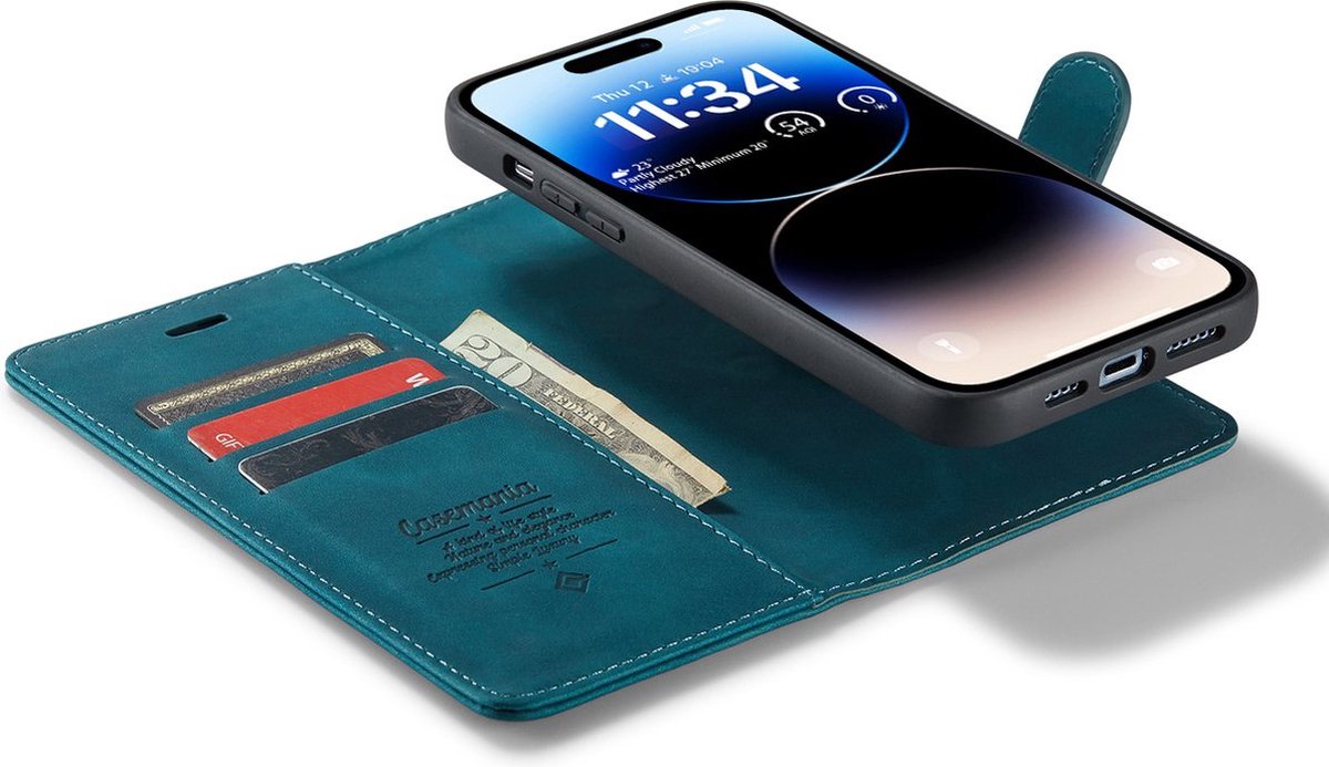 iPhone 15 Pro Bookcase hoesje - CaseMe - Effen Groen - Kunstleer
