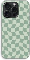 Case Company® - Hoesje geschikt voor iPhone 15 Pro hoesje - Grid Groen - Soft Cover Telefoonhoesje - Bescherming aan alle Kanten en Schermrand