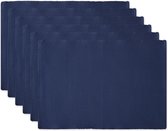 Basic Everyday Geribbelde Tafelblad 100% Katoen, Placemat Set, 13x19, Nautisch Blauw, 6-delig