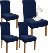 Premium waterdichte eetkamerstoelhoezen, set van 4, stretch stoelhoezen met hoge rugleuning, hoes voor eetkamer, afneembare stoelbescherming voor banket, keuken, feest (set van 4, marineblauw)