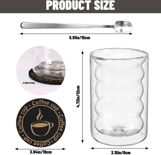 Platinux Latte Macchiato Glazen met Handvat Glazen Set (6-Delig) 270ml (max. 350ml) Theeglazen Koffie Koffie Glazen