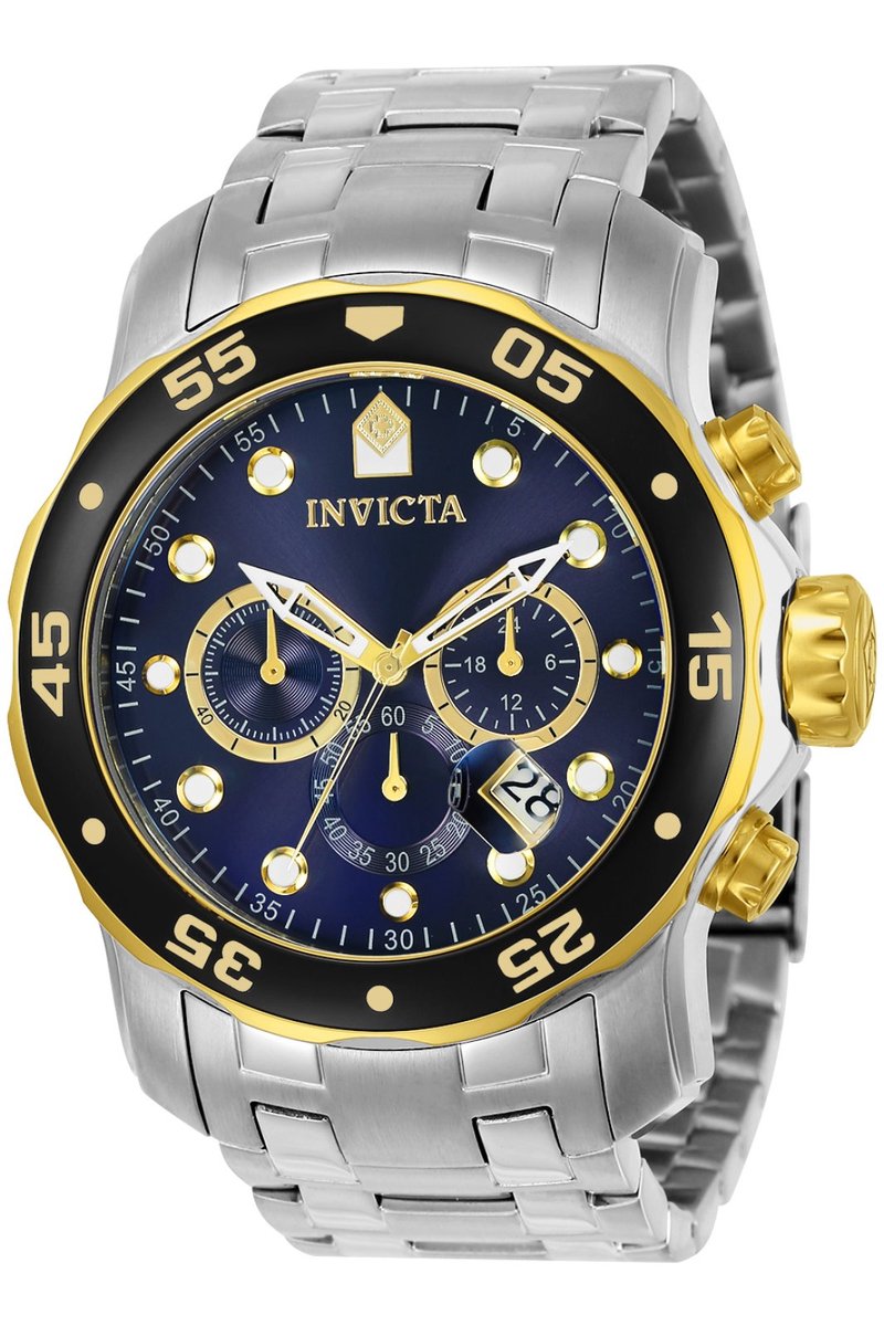 Invicta Pro Diver - SCUBA 80041 Heren Horloge - Waterdicht - Analoog - Quartz Uurwerk - Roestvrij Staal met blauwe Wijzerplaa