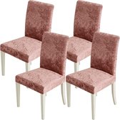 Stoelhoezen, set van 4, elastische stoelhoezen, schommelstoelenhoezen voor stoelen, roze, fluwelen stoelhoezen voor bureaustoelhoes, keuken, woonkamer, banket, familie, bruiloft, feeststoelhoes