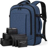 SHOP YOLO - Rugzak Dames reizen -Handbagage- 6-delige kledingzakken- waterdichte -17.3 inch laptop met USB -Blauw