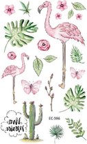 Temporary tattoo | tijdelijke tattoo | fake tattoo | flamingo's - bladeren - bloemen - vlinders | 75 x 120 mm