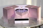 Flowerbox met Zeep Rozen - Giftbox - Valentijn - Moederdag - Roze Box met Lila Zeep Rozen