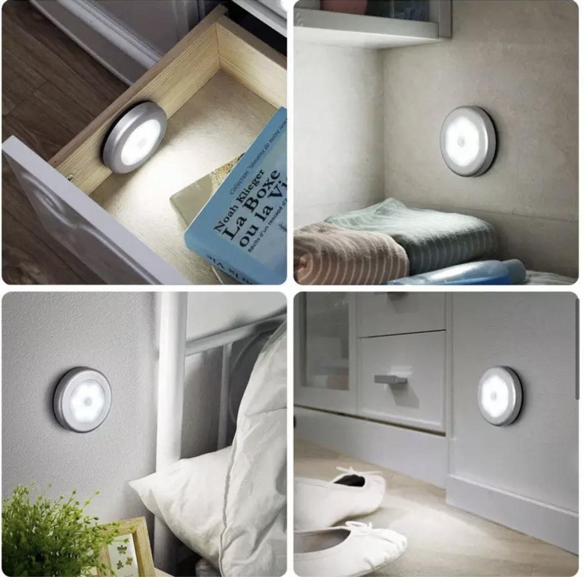 6 Stuk Bewegingssensor Licht Binnen [8 LED's], Electight Nachtlampje USB Oplaadbaar, 3 Lichtmodi & Langdurig Batterij, Draadloze Magnetische Sticker Nachtlamp, voor Trap, Kast, Hal - 3 Wit & 3 Geel