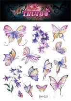 Temporary tattoo | tijdelijke tattoo | fake tattoo | vlinders - butterflies | 11.7 x 10.5 cm