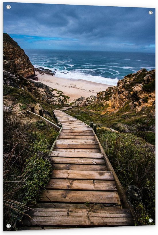 Tuinposter – Houten Steiger naar de Zee - 80x120cm Foto op Tuinposter  (wanddecoratie voor buiten en binnen)