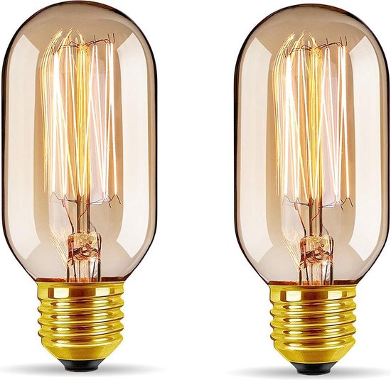 suiker Vuilnisbak Ga trouwen Retro Lights Vintage Edison Verlichting - T45 - Filament - Set van 2 -  Gloeilamp -... | bol.com