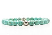 Beaddhism - Armband - Turquoise - Zilver - Eva - 8 mm - 21 cm