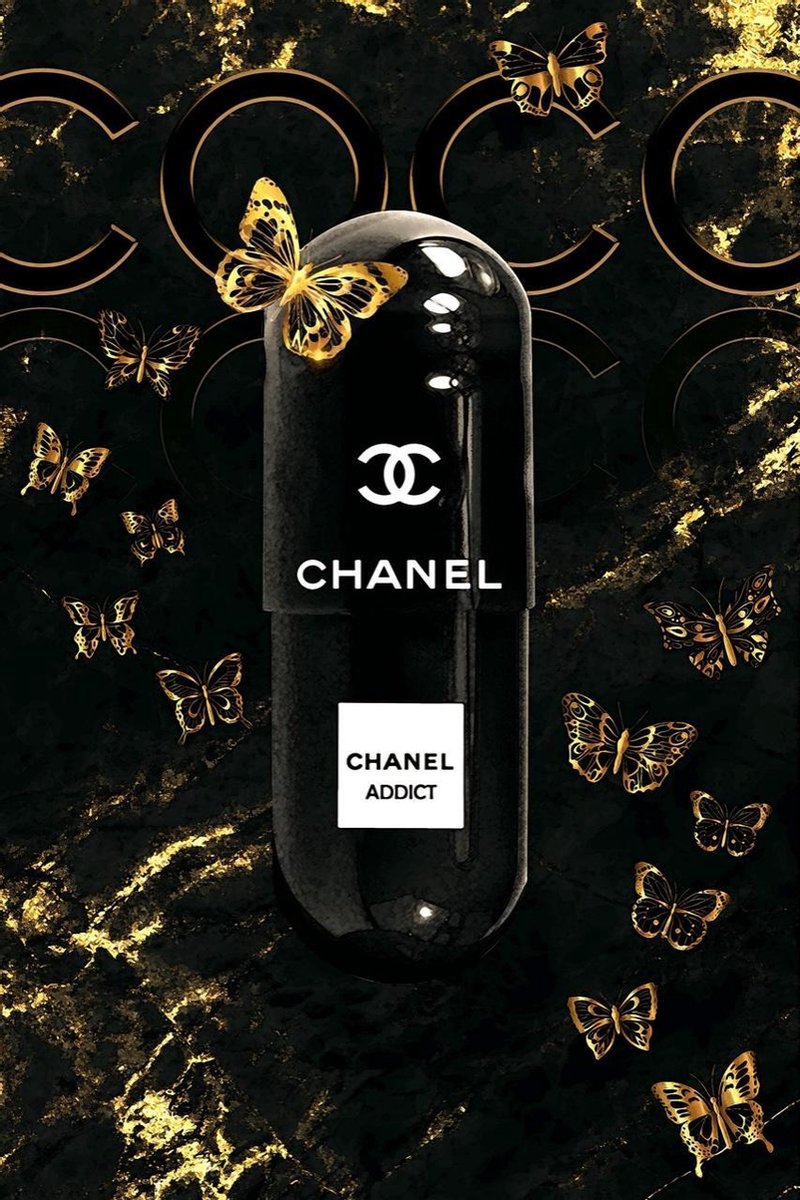 Art-Empire Chanel Addict- Kristal Helder Galerie kwaliteit Plexiglas 5mm.- Blind Aluminium Ophang-frame- Fotokunst- luxe wanddecoratie- Akoestisch en UV Werend- inclusief verzending Multicolor