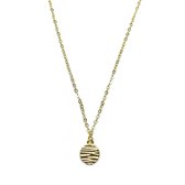 Muntje met streepjes ketting - Goud - 40 cm