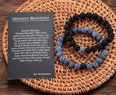 Kralen relatie armband - vrienden - heren armband - zwart lava / blauw - 2 stuks