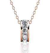 Yolora Dames Ketting met Ring Hanger - Kalpa Camaka Kristallen - Rosé kleurig - 18K Roségoud Verguld - Vrouwen Collier Rose Gold - Sieraden - Halsketting - Luxe Giftbox - Geschenkdoos - Cadea