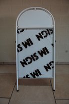 Klantstopper Reclamebord Stoepbord Voor Buiten met ronde logo plaat, Dubbelzijdige Poster Standaard 50x70cm