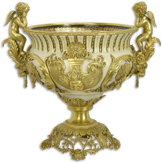 Bronzen decoratie - Bloempot - Porseleinen vaas - 60 cm hoog | bol.com