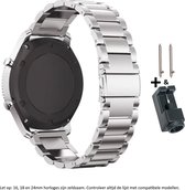 Zilver Kleurig Metalen Bandje voor 18mm Smartwatches van (zie compatibele modellen) Huawei, Asus, Whitings, LG, Fossil, Casio en Seiko – Maat: zie maatfoto – 18 mm silver smartwatc