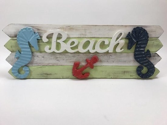 Beach bord 3D 20x60 cm handgemaakt van hout