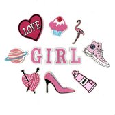 Pink Girls Only Patch Embleem Set 12 patches