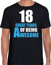 18 Great years of being awesome cadeau t-shirt zwart voor heren - 18 jaar verjaardag kado shirt / outfit L