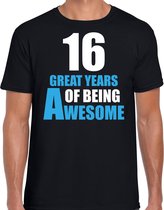 16 Great years of being awesome cadeau t-shirt zwart voor heren - 16 jaar verjaardag kado shirt / outfit M