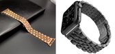 Geschikt voor Apple Watch bandje 42 / 44 / 45 mm - Series 1 2 3 4 5 6 7 SE - 4 pack - Smartwatch iWatch horloge band - 42mm 44mm 45mm - Fungus - RVS metaal - Rosegoud zwart - Fijn